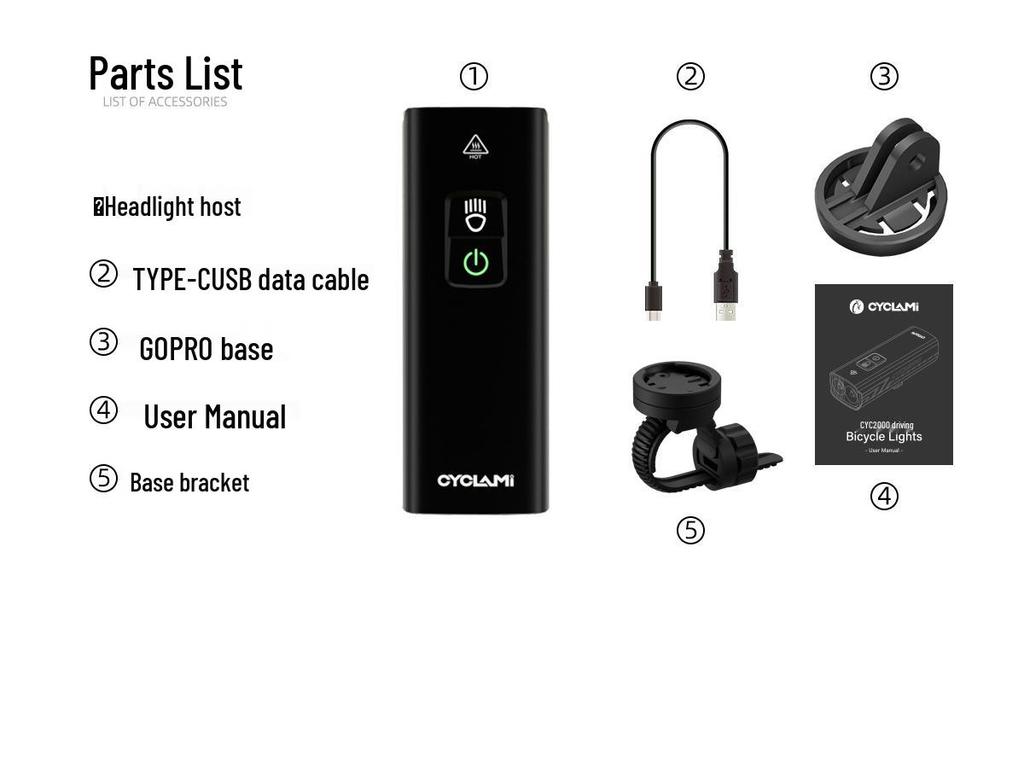 High-Brightness Waterproof Mountain Bike Front Light with Flash and Safety Warning