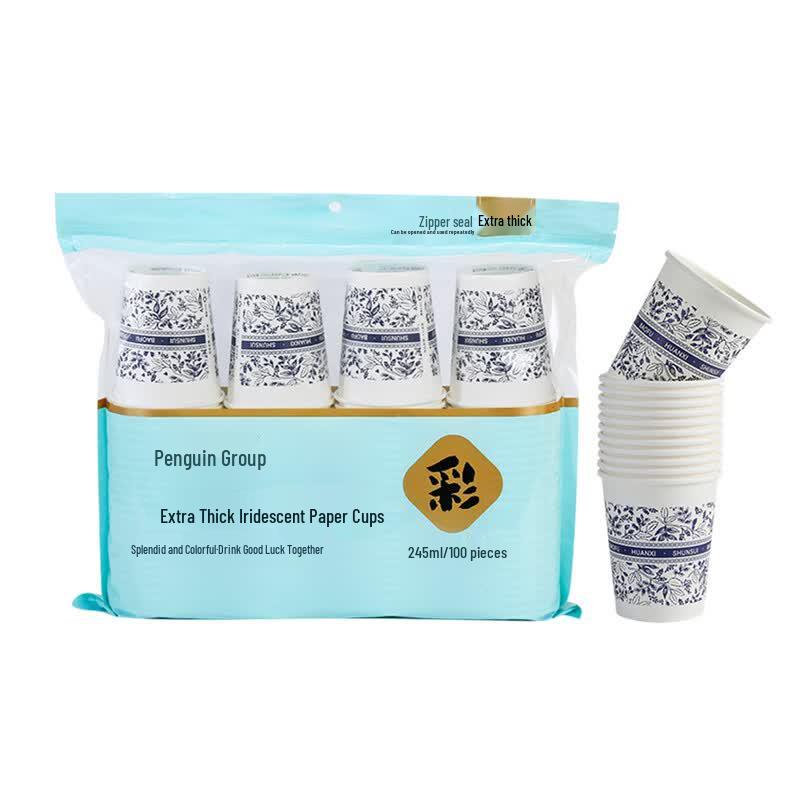 Penguin Tuan Tuan Disposable Blue & White Porcelain Paper Cups