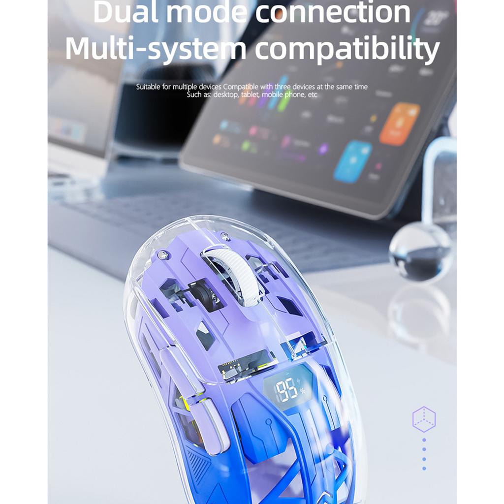 Dual-mode Mouse RGB Luminous 2.4G Wireless Bluetooth Transparent Game Gaming Computer Office Mouse
