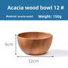 Acacia Wood Salad Bowl, Wooden Creative Rice Bowl, Environmentally Friendly Round Wooden Bowl
