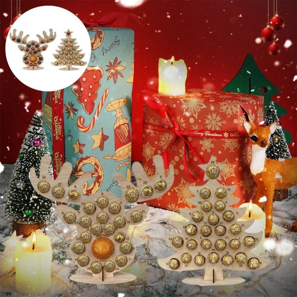 Xmas Tree/Elk Shaped Christmas Elk Chocolate Stand Hollow Wooden Chocolate Candy Stand  Home