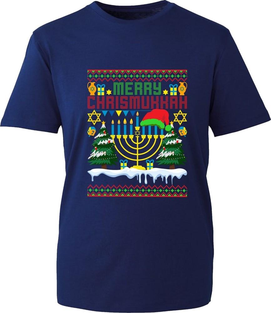 Merry Chrismukkah Tshirt Merry Christmas Ugly Xmas Hanukkah Jewish Holiday Top S