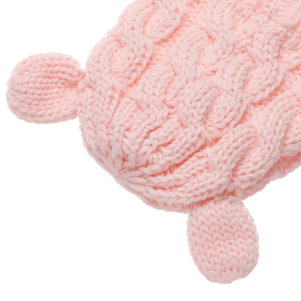 Windproof Fleece Lining Warm Baby Winter Beanie Hat Gloves Set Newborn Knitted Hats Children Cap