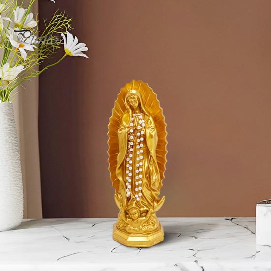 Unique Bookcase Accents Our Lady of Guadalupe Religious Statue, Virgin Mary Figurine, Resin Sculpture, Statement Piece for Cabinet Inspirational