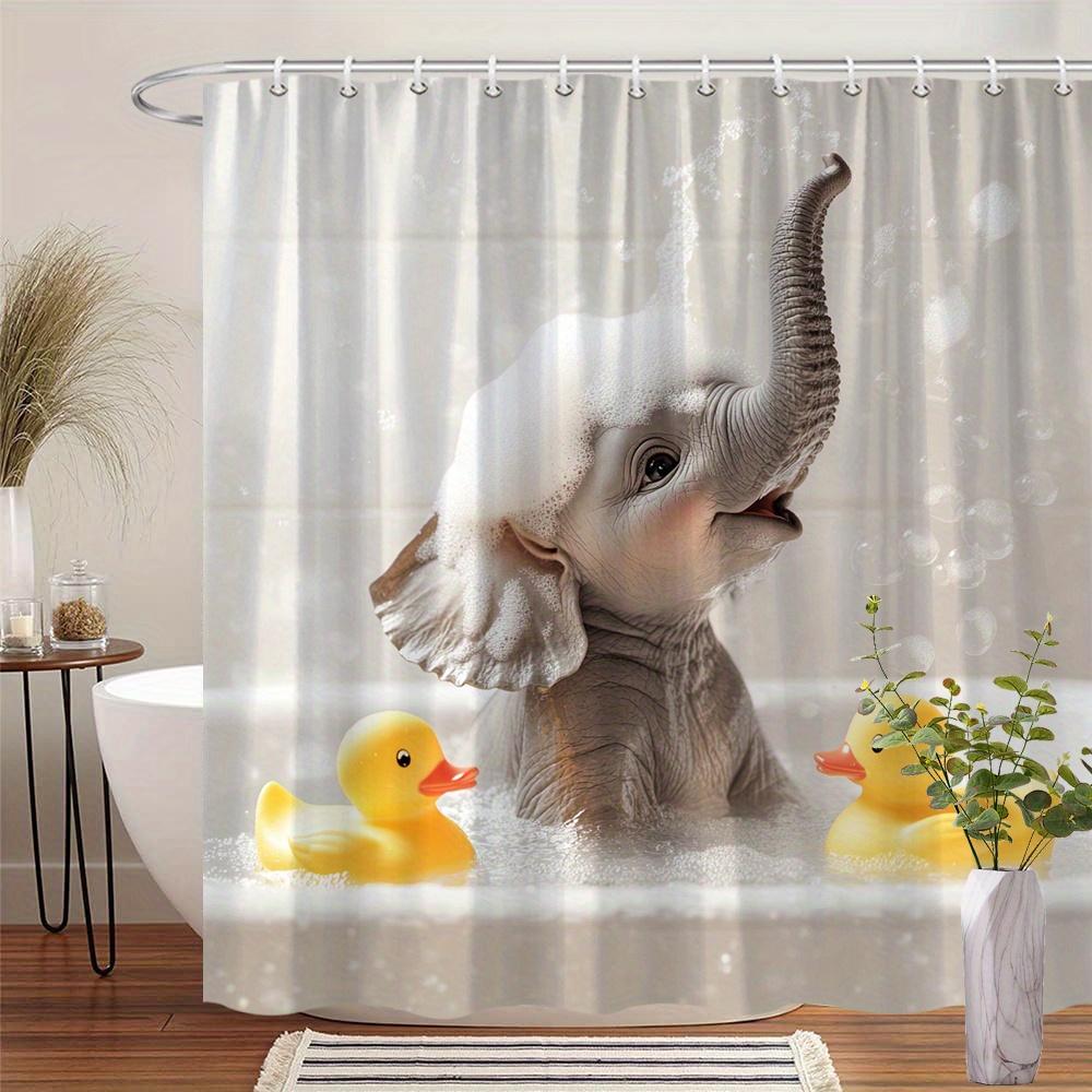 

Шторка для ванної слон, Бульбашки та качки, Химерна, Пральна W90xH180cm