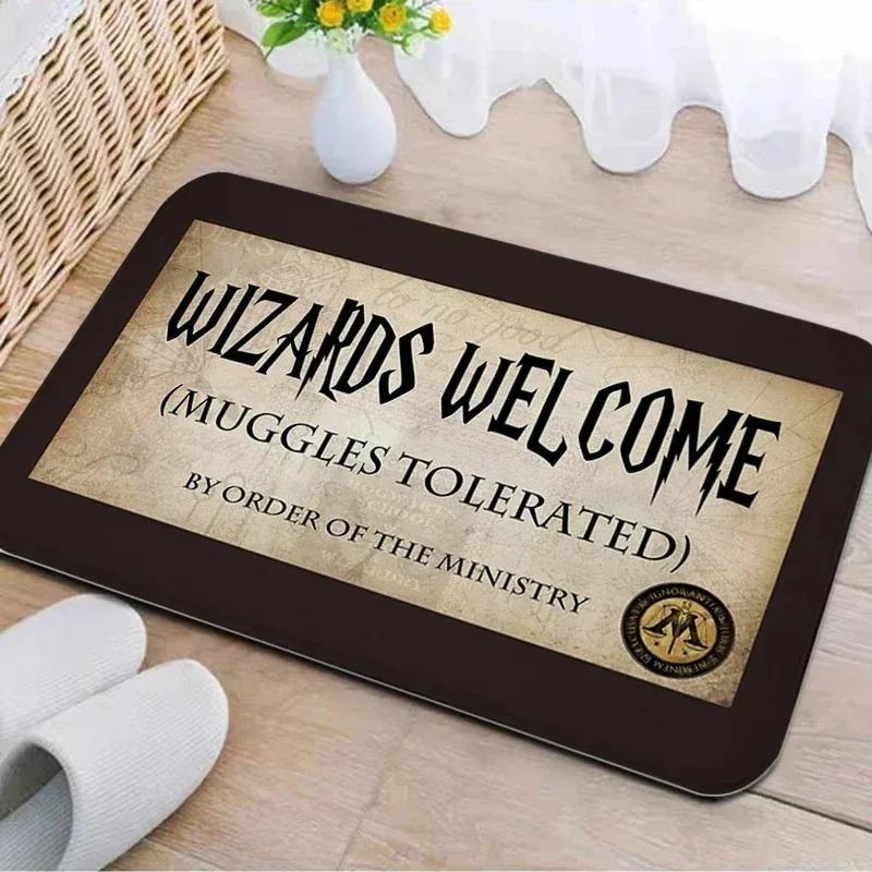 Benvenuto Tappetino Ingresso Decorazione Corridoio Tappeto Decorazioni Casa Tappetino Porta d'Ingresso Tappeto Assorbente Antiscivolo Area Bagno Tazza da Mago Muggle