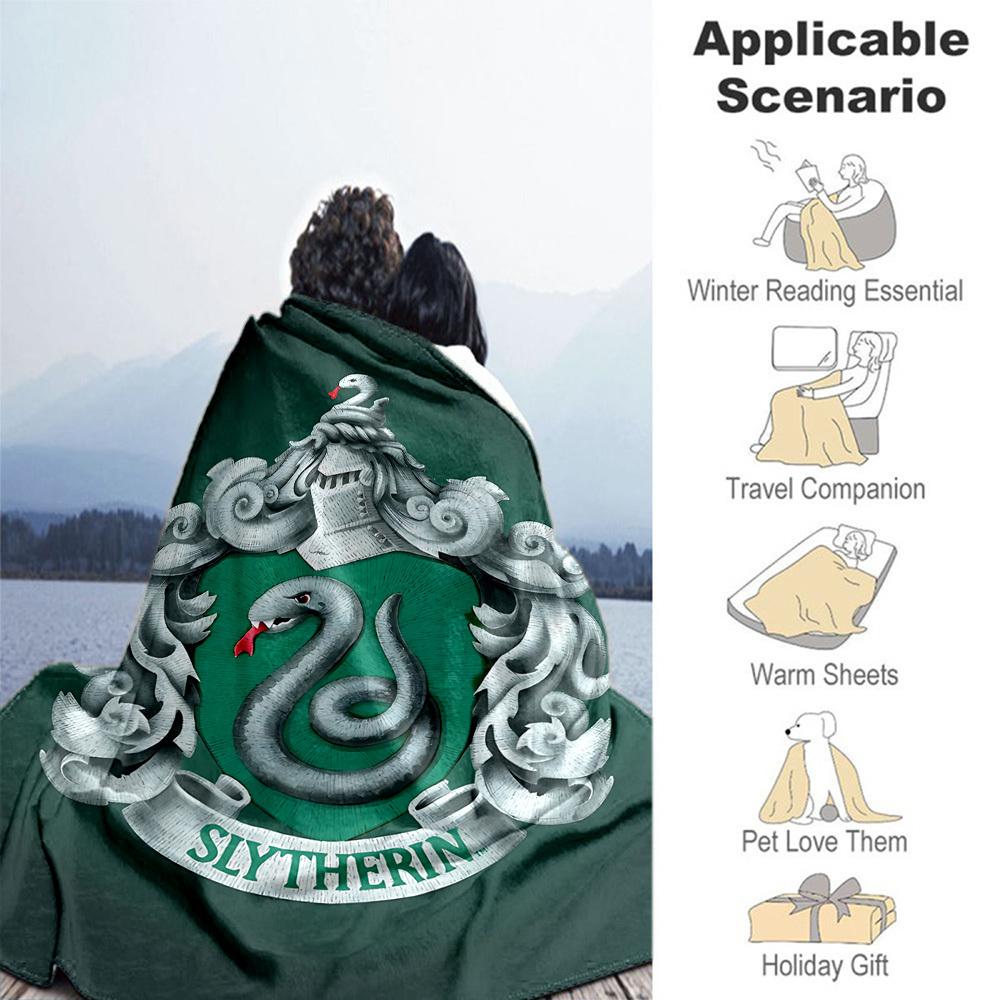 1pc Slytherin Snake Crest Outdoor Flannel Throw Blanket All Season Soft Warmth,Home Decor 1031251