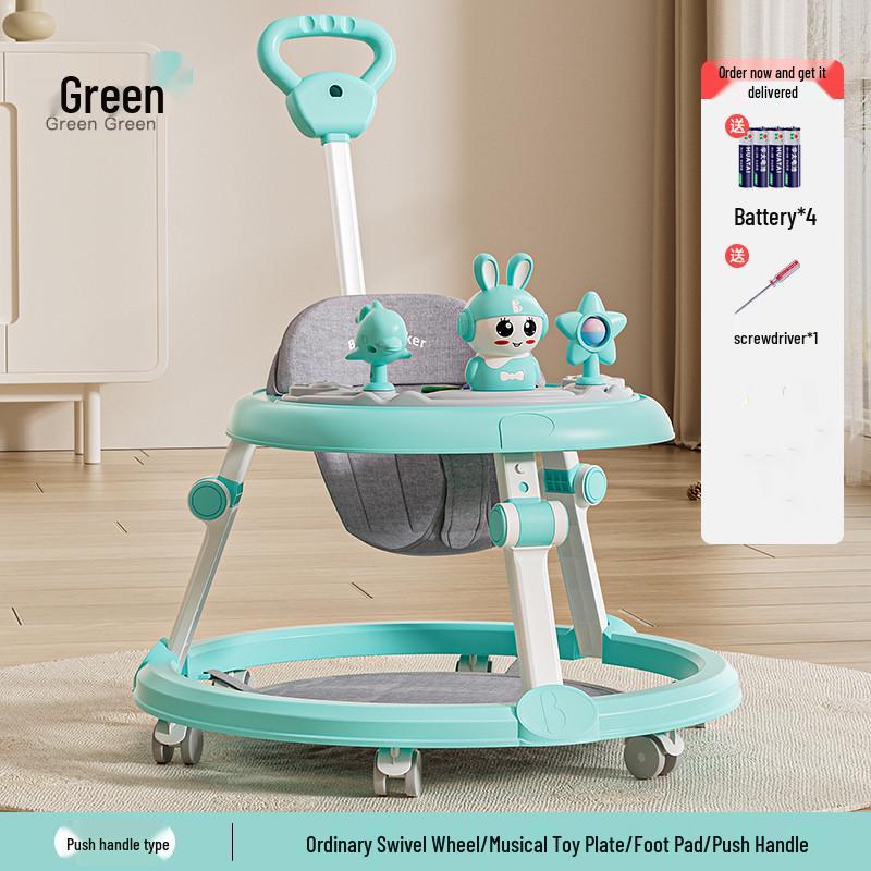 Multifunctional Baby Walker with Music, Lightweight & Foldable for 6-18 Months, Anti-Rollover Design