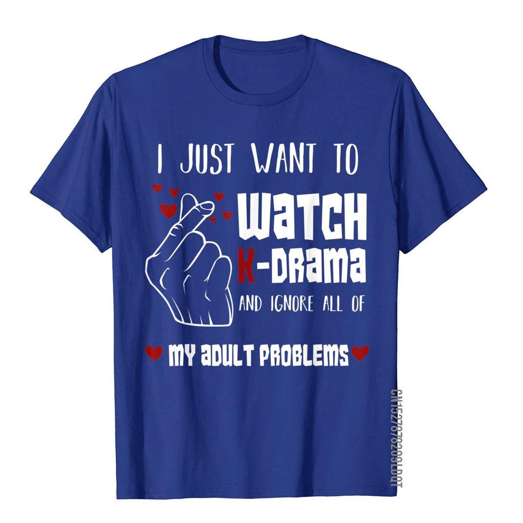 Ich will nur KDrama lustig Korea Liebhaber T-Shirt T-Shirts Oberteile Tops Aktuell Baumwolle Preppy Stil Klassisch Herren