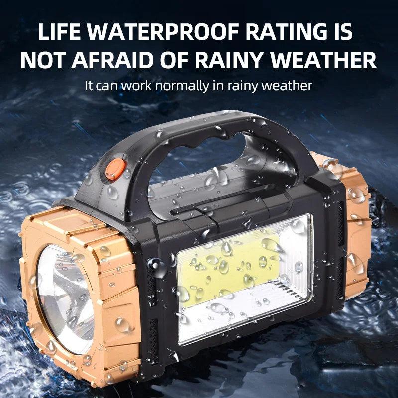 High Power Rechargeable LED Flashlight Multifunctional Portable Light with Side Light Waterproof Multiple Lighting Modes