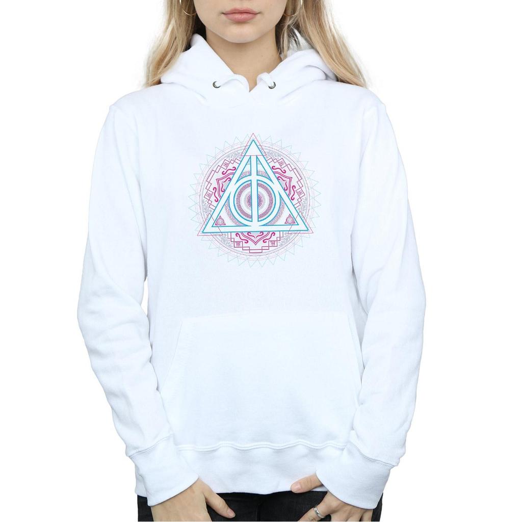 HARRY POTTER Womens/Ladies Neon Deathly Hallows Hoodie