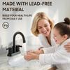 Phiestina 4 Inch 2 Handle Centerset Matte Black Lead-Free Modern Bathroom Faucet, 360 Swivel Spout 2-3 Hole RV Bathroom Vanity Sink Faucet with Pop
