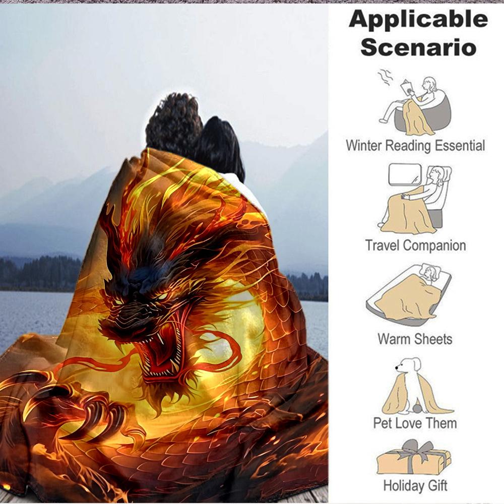 1pc Fire Dragon Blanket Lightweight Blanket Throw Blanket For Sofa, Bed, Travel, Camping, Livingroom, Office yy251010084