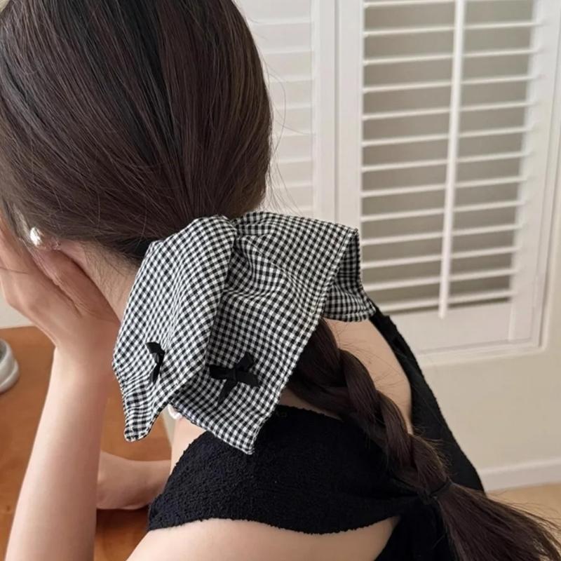Elegant French Bows Scarf Scrunchie Headbands Hair Accessory For Women Soft Fabric Hair Tie Multipurpose Styling