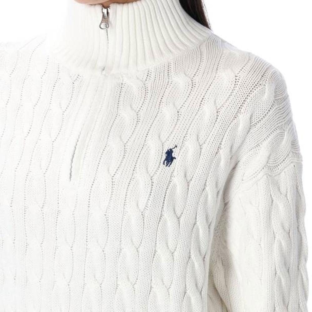Polo Ralph Lauren Logo Embroidered Solid Color Long Sleeve Sweater Women sweater White 211963467-001
