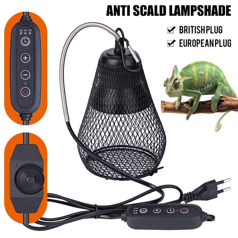Reptile Heat Lamp Shade Pet Heater Guard Timeable Heat Lamp Anti-Scalding Preservation Infrared Ceramic Heat Lamp Lizard Turtle
