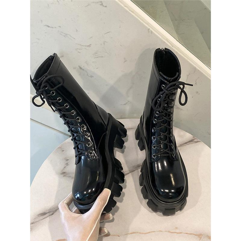 Yang Mi's same Martin boots, women's platform boots, small men's heightening new short boots, high-heeled locomotive boots