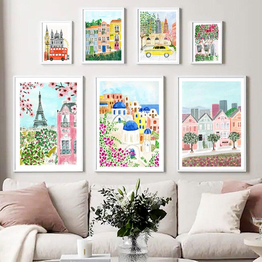 DIY Diamond Painting Paris Eiffel Tower San Francisco Diamond Embroidery Santorini City Landscape Cross Stitch Handmade  Decor