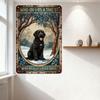 Vintage Rusty Metal Dog Sign with Snowy Winter Scene - 'WHO REALLY LOVED DOGS' Whimsical Wall Decor for Home Cafe Bar
