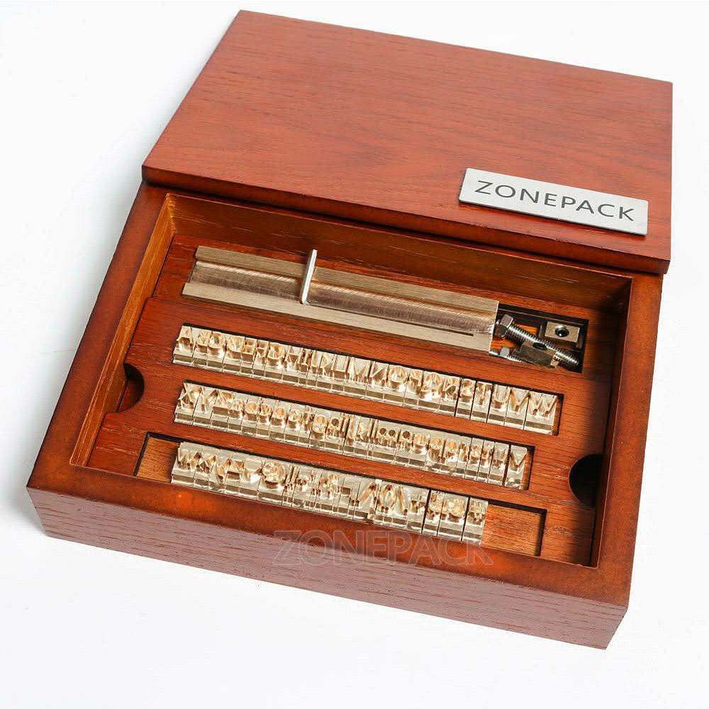 ZONESUN Brass Letter 6mm Hot Foil Stamping Letters Mold Set with Wood Box Time New Roman