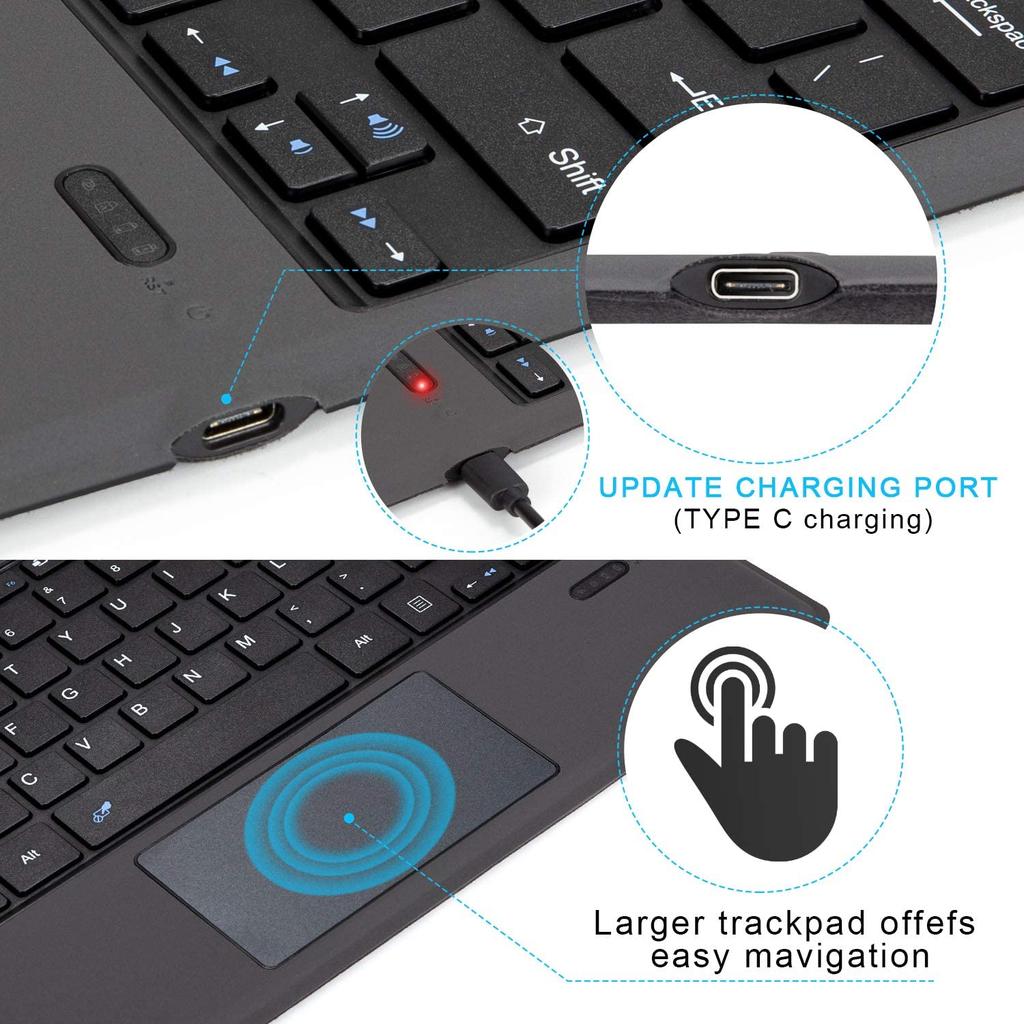 Kabelloses Split-Tastatur für Microsoft Surface Pro 3-10 LED-Hintergrundbeleuchtung 7-Farben-Touchpad für Windows 11 Scheren-Neu