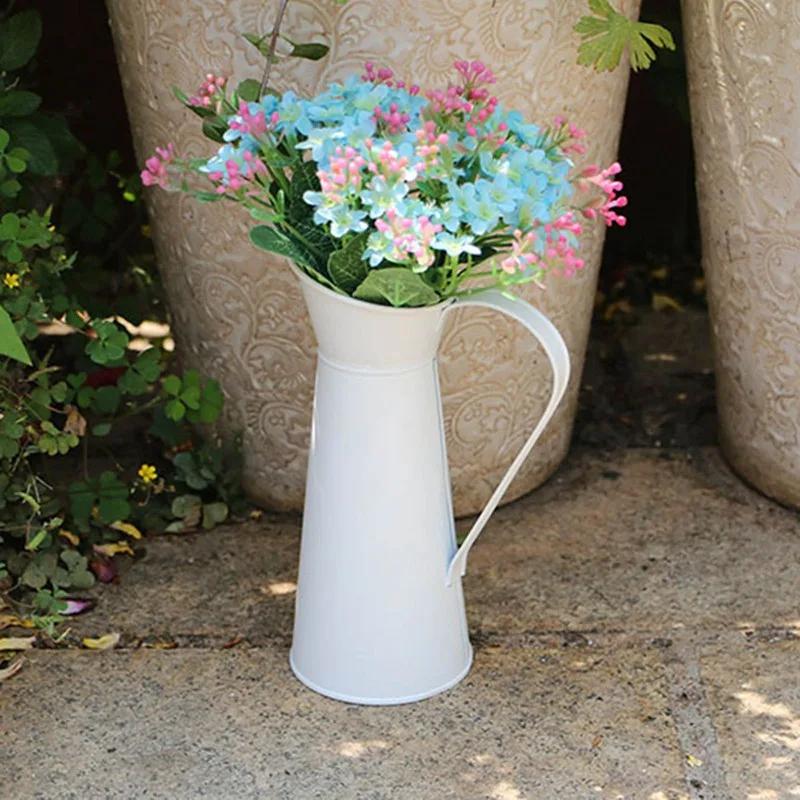 Flower Vase Tin Pitcher Jug Metal Wedding Garden Decoration Beautiful Retro Jug In Vintage Iron Flower Pot Dried Flower Holder