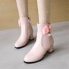 Sweet Bow Girls Ankle Boots Lolita Shoes Women Round Toe Autumn Winter High Heels Zip Shoes Thick Heel Fashion Women Boots 32-43