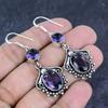 Natural Amethyst Gemstone Handmade 925 Sterling Silver Earring 2.17" k6I02