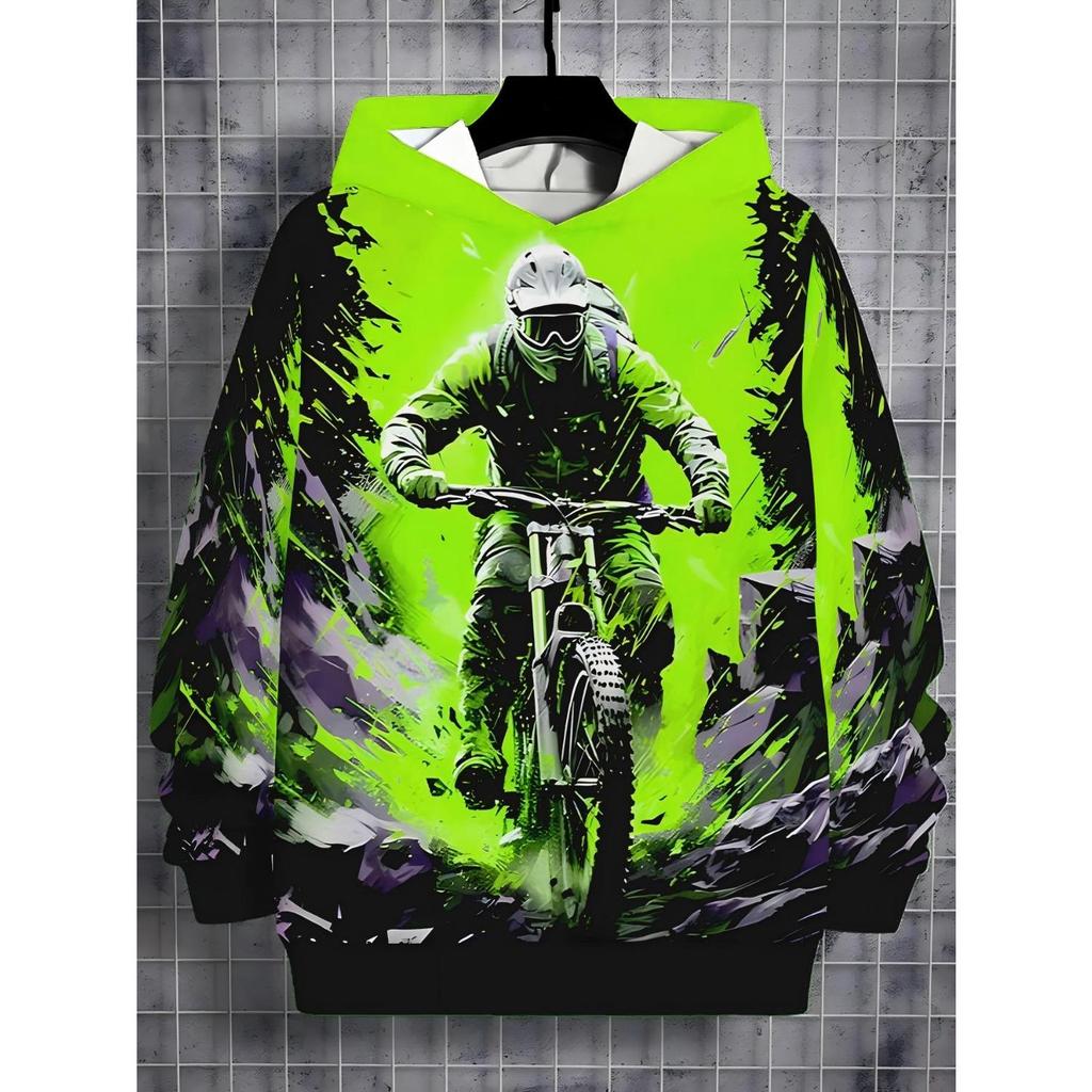 Kinderbekleidung Junge mit Kapuze langärmlig 3D-gedruckt Kinder Frühling und Herbst lässige Mode Pullover