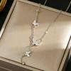 Collana di Lusso con Farfalla e Nappa in Acciaio al Titanio e Diamanti Coreana - Gioiello Versatile per la Clavicola da Donna
