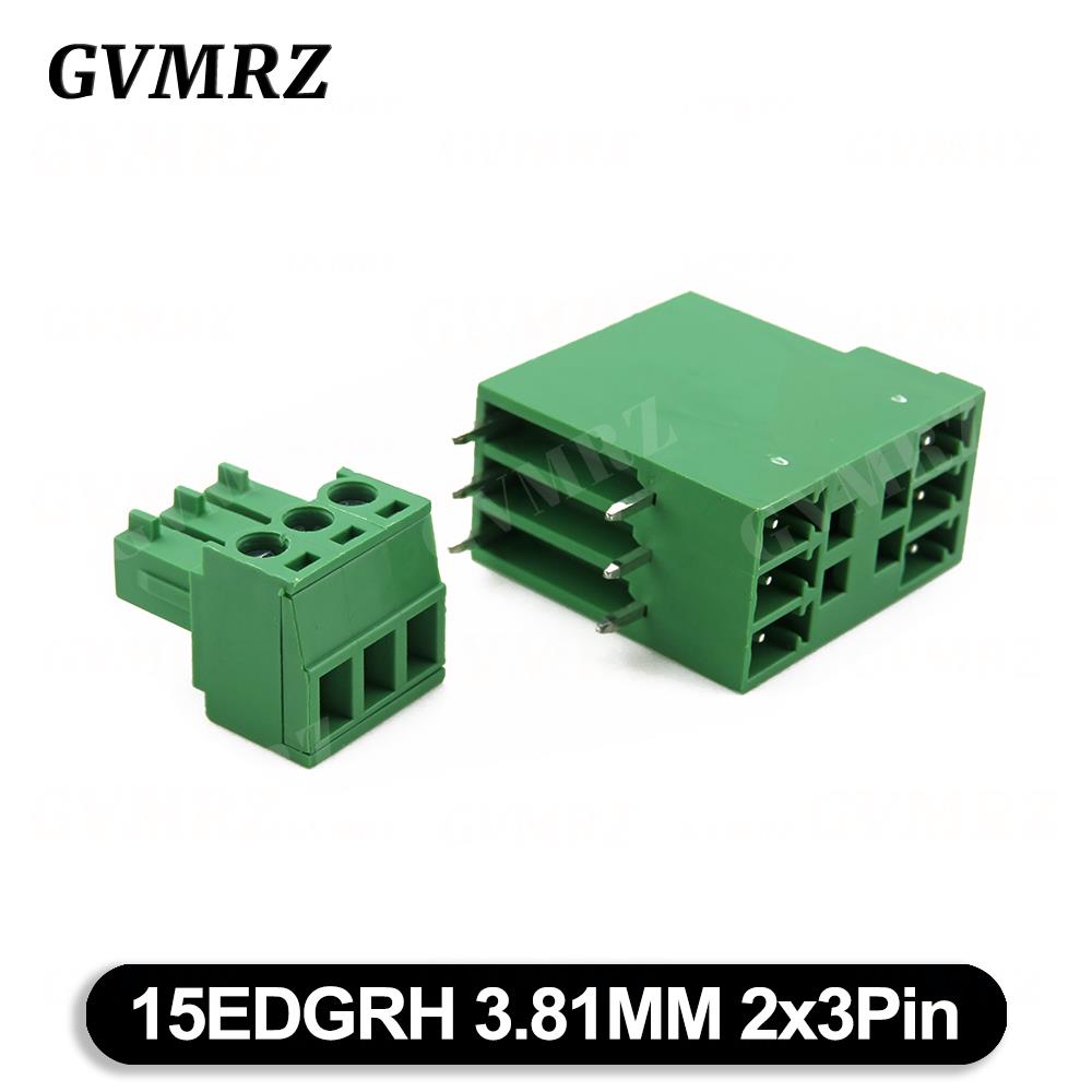 5Set 15EDG KF15EDGRH 3.81mm 2x2 ~ 2X12 pin Double row pluggable terminal block PCB welding plate Plug + Pin Socket