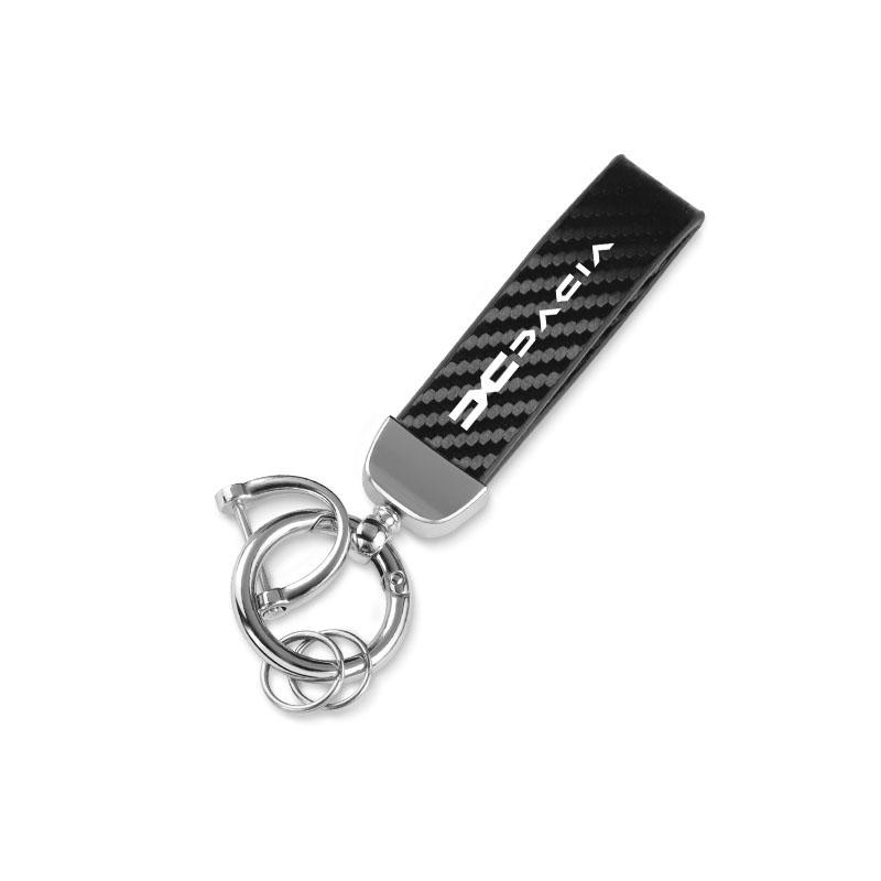 Carbon Leather Luxury Car Logo Keychain Zinc Alloy Emblem Keyring For Dacia Logan Sandero Duster Lodgy Spring Jogger Dokker