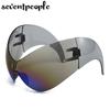 Oversized Punk Y2k Sports Sunglasses Women Men 2000's Steampunk One Piece Sun Glasses Luxury Brand Rimless Cat Eye Shades UV400