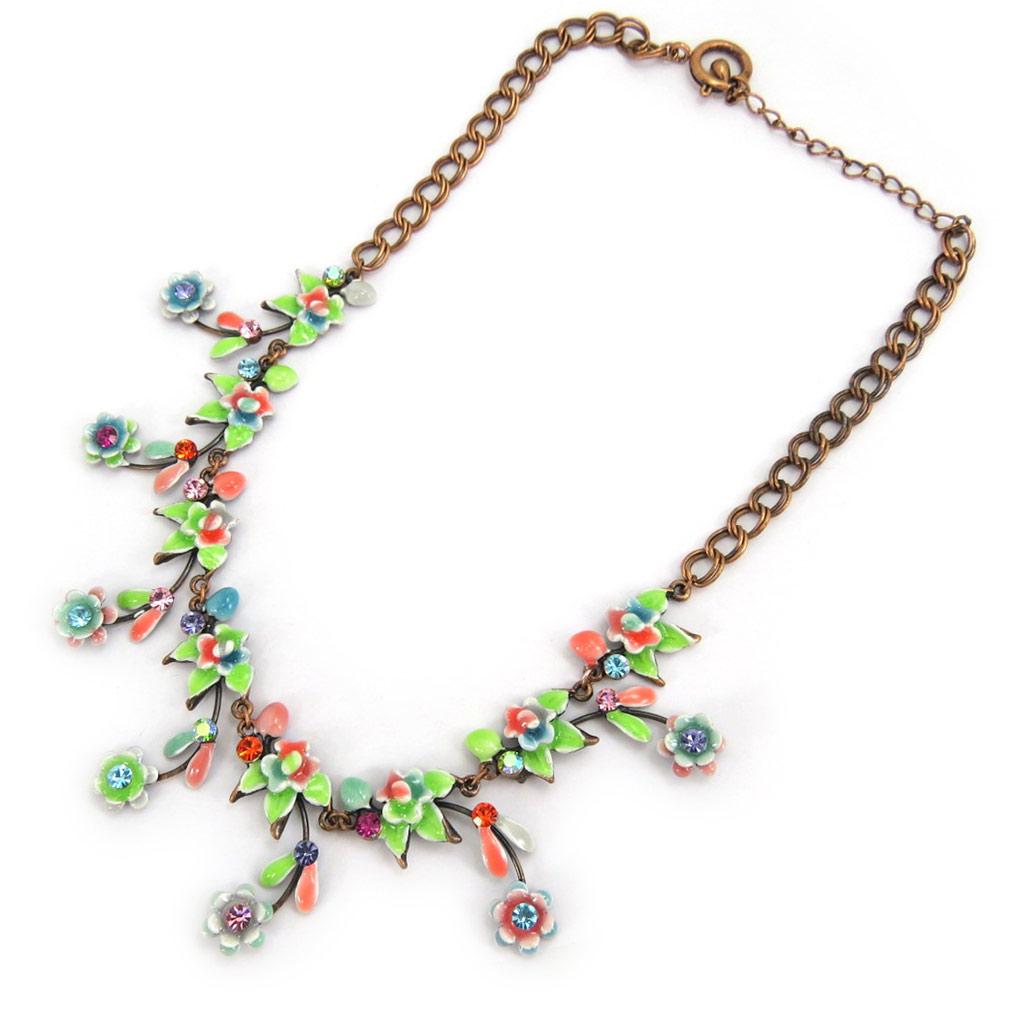 Les Trésors De Lily [A5284] - Collier Créateur 'Parade de Fleurs' Vert