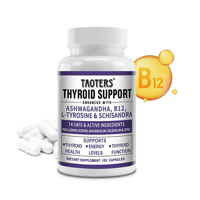 TAOTERS Thyroid Support Dietary Supplement, Vitamin B, 120 Capsules