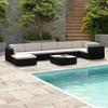 VidaXL Garden Furniture Set 8 Pcs with Cushions Wicker Resin Black