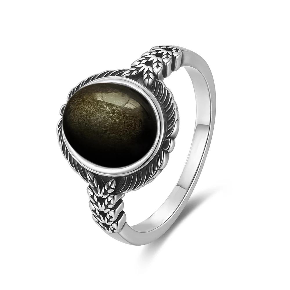 Vintage S Sterling Silver Natural Moonstone Ring Oval 8*10MM Simple Black Twists Ring Party Gifts Fine Jewelry For Women Men