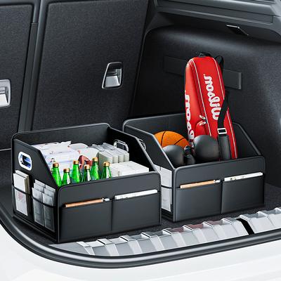 Auto Kofferraum Organizer Aufbewahrungsbox PU Leder Fahrzeug Faltbar Zusammenklappbar Ladeboden Kofferraum Organizer Box für SUV MPV Auto Rücksitzbox