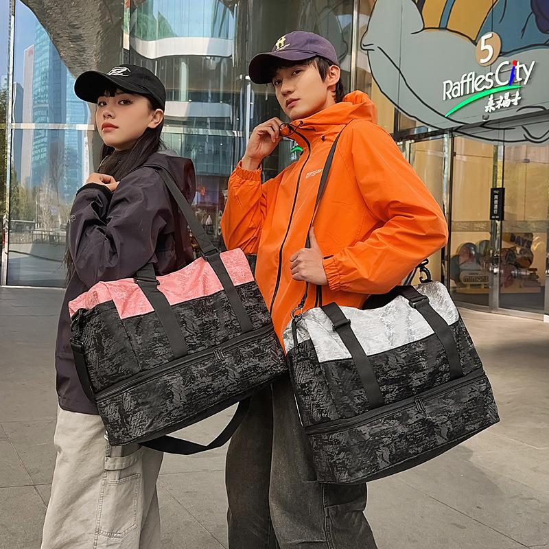 Portable lightweight travel bag, men's and women's large-capacity luggage bag, short trip, independent shoe compartment, storage bag, fitness bag.