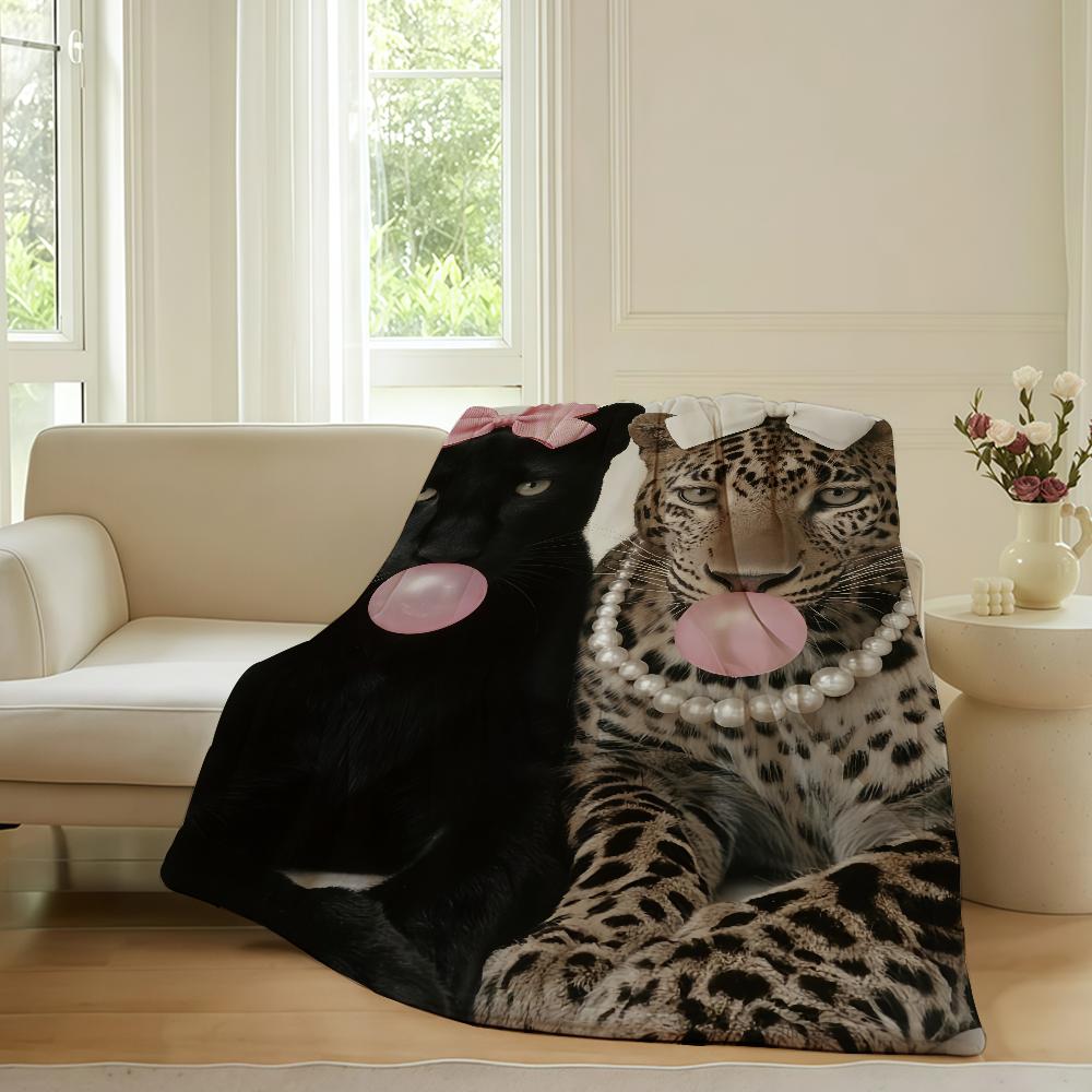 

Trendy Pink Retro Leopard Blanket Warm Soft Suitable For Bedroom Sofa Bed Living Room Office Travel Camping Gifts 75x90cm