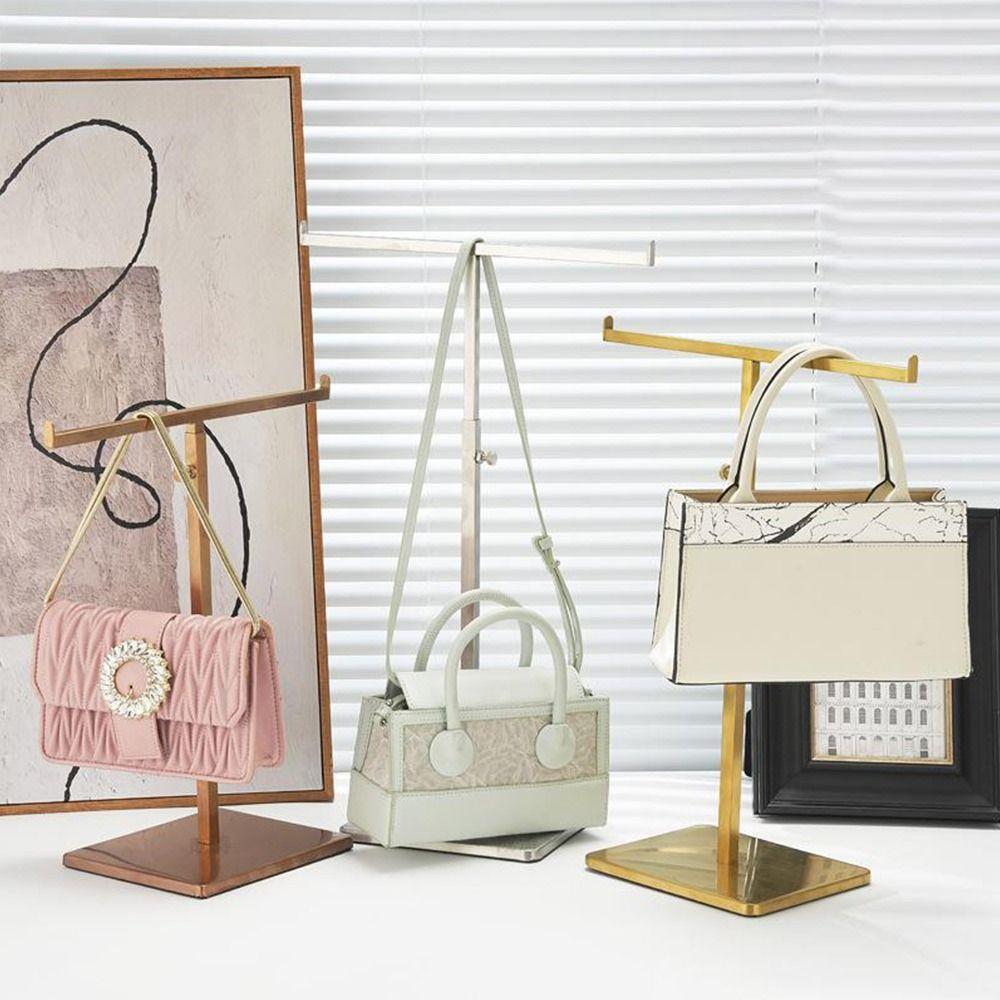 Stainless Steel Bag Show Shelf Gold Silver Height Adjustable Metal Display Risers Handbag Display Shelf Jewelry Racks Organizer