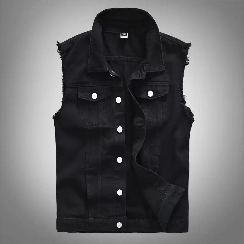 Kule Spring Korean Slim Fit Men's Trendy White Denim Vest