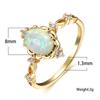 Charm Gold Silver Color Wedding Ring White Opal Oval Stone Engagement Ring Cute Female Blue Green Purple Crystal Rings For Women