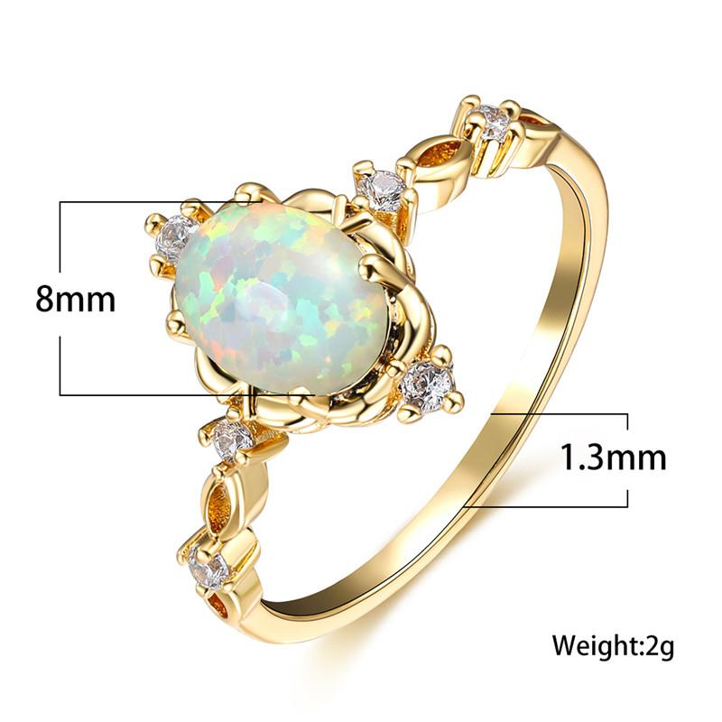 Charm Gold Silver Color Wedding Ring White Opal Oval Stone Engagement Ring Cute Female Blue Green Purple Crystal Rings For Women