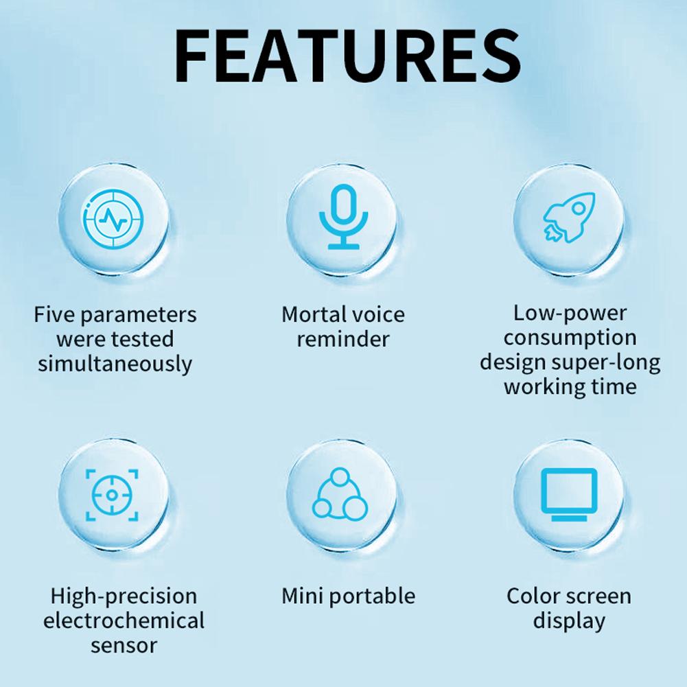 Electrochemical Formaldehyde Sensor Air Quality Detector HCHO TVOC CO2 Tester High Precise