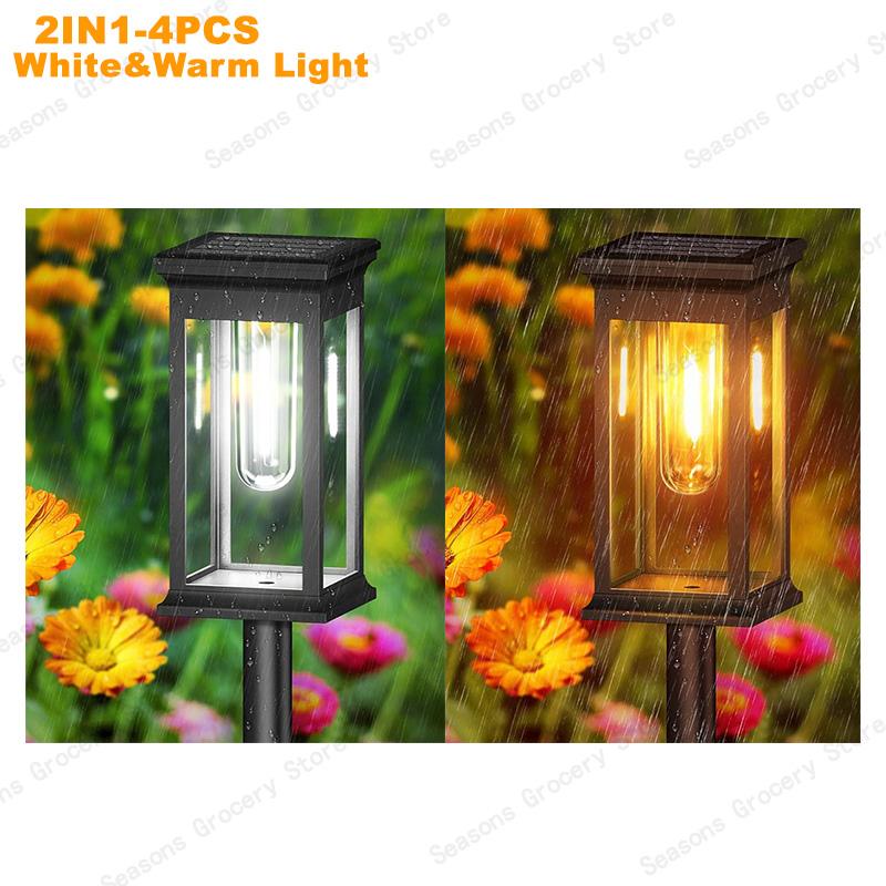 Solar LED Walkway Lights Outdoor Waterproof Durable Tungsten Warm Light Garden Patio Driveway Sidewalk Splice Decorative Lights
