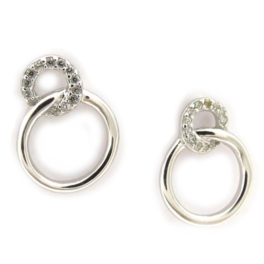 Les Trésors De Lily [K6659] - Cercei din argint „Zeiță” argintiu-alb (placați cu rodiu) - 13x10 mm (cercuri)