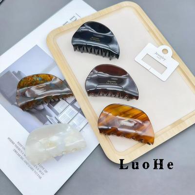Luohe Jewelry Elegant Brown Semicircle Claw Hair Clip for Women