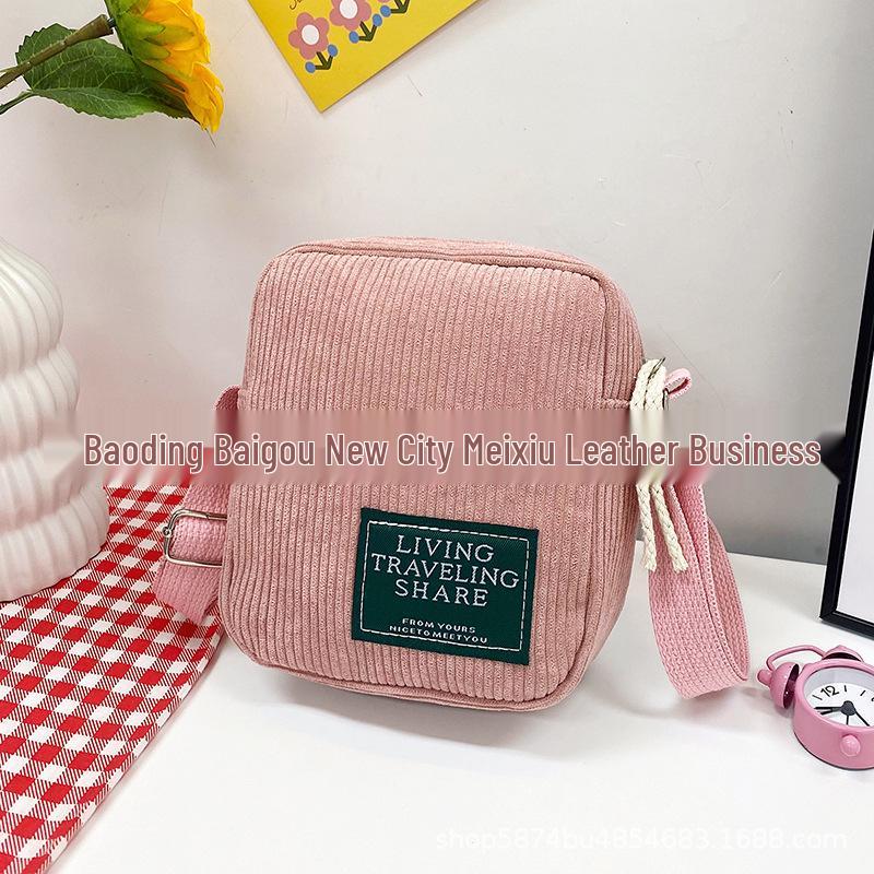 Korean Fashion Women's Corduroy Square Shoulder Bag - 2023 New Style Simple Crossbody