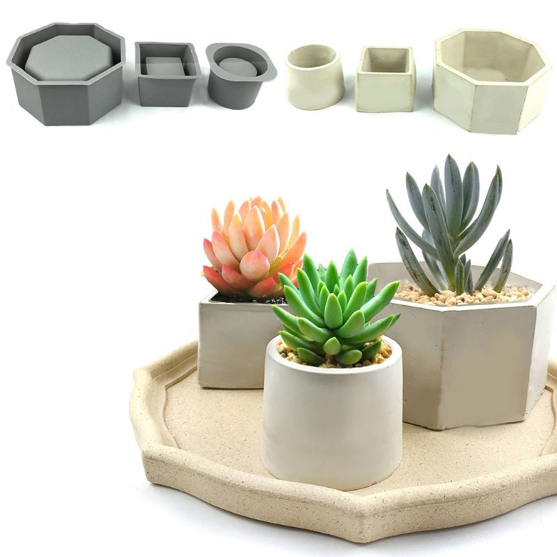 Handmade Concrete Plant Flower Pot Epoxy Resin Mold DIY Candle Holder Mould Succulent Planter Flowerpot Silicone Mold
